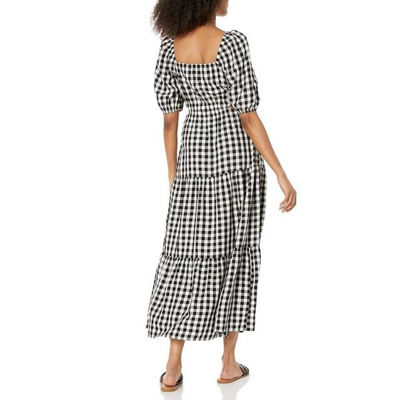 Women's Anaya Square-Neck Cutout Tiered Maxi Dress Xx-Large Black/Whisper White - Picture 2 of 6